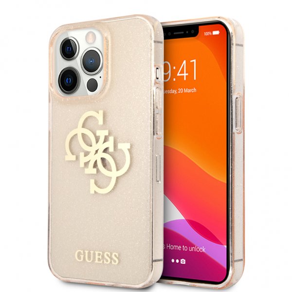 Guess iPhone 13 Pro Cover Fuld Glitter Guld