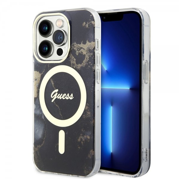 Guess iPhone 13 Pro Cover Golden Marble MagSafe Sort