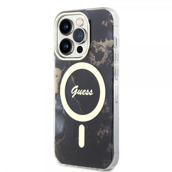 Guess iPhone 13 Pro Cover Golden Marble MagSafe Sort