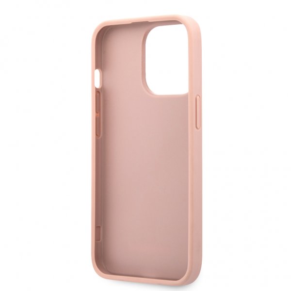 Guess iPhone 13 Pro Cover Hot Stamp Metal Logo Rosa