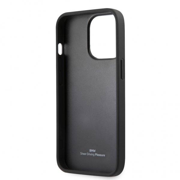 BMW iPhone 13 Pro Cover Hot Stamp Metal Logo Sort