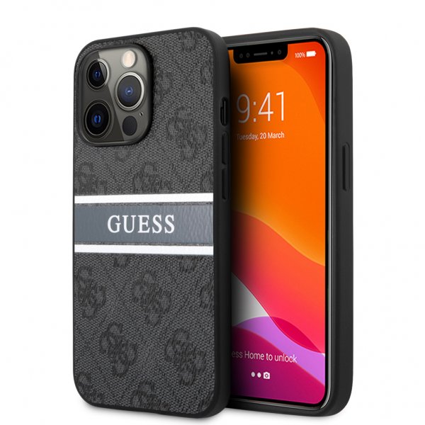 Guess iPhone 13 Pro Cover Printed Stripe Grå