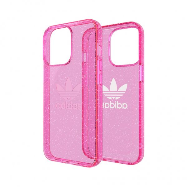 Adidas iPhone 13 Pro Cover Protective Klar Etui Glitter Lyserød
