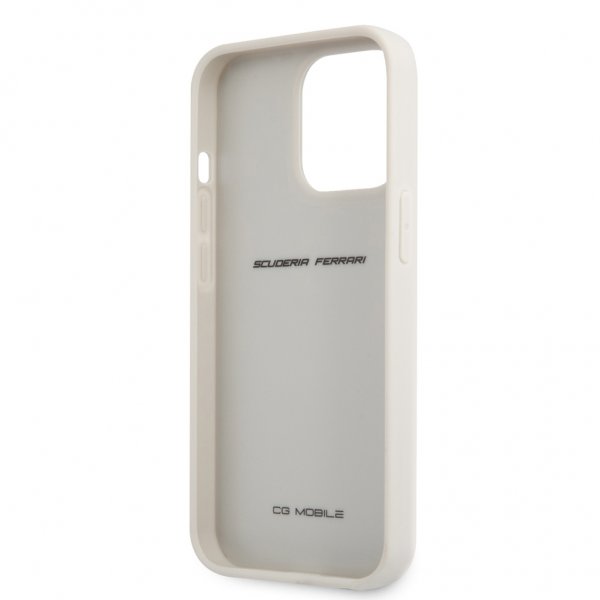 Ferrari iPhone 13 Pro Cover Ægte Carbon Metal Logo Sølv