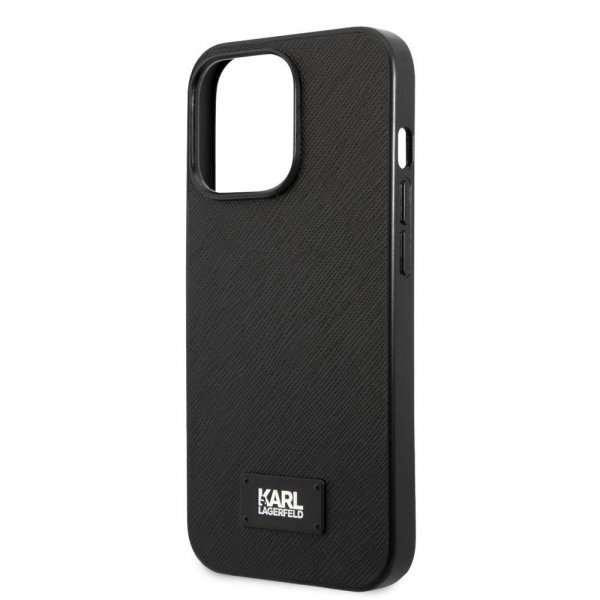 Karl Lagerfeld iPhone 13 Pro Cover Saffiano Metal Plaque Sort