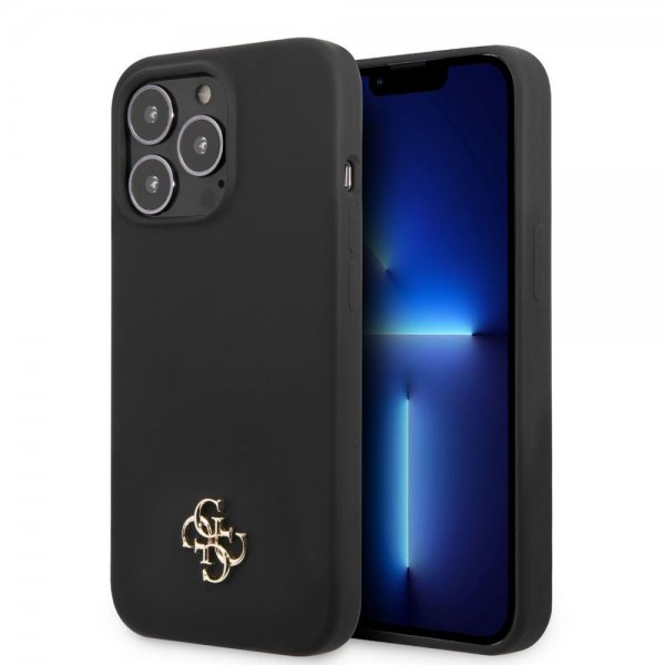 Guess iPhone 13 Pro Cover Silikone Metal Logo 4G Sort