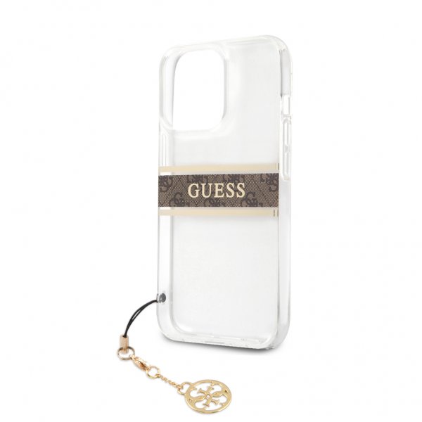 Guess iPhone 13 Pro Cover Stripe Charm Brun