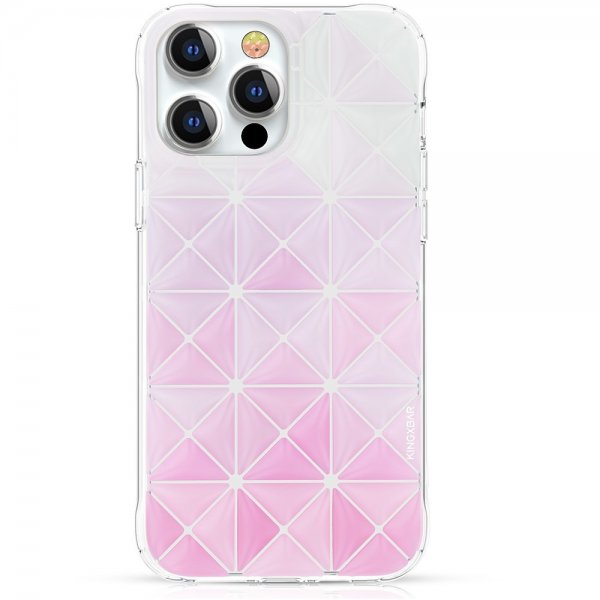 Kingxbar iPhone 13 Pro Cover Trekantet mønster Rosa