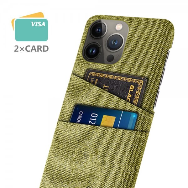 iPhone 13 Pro Cover To Kortlommer Stof Gul