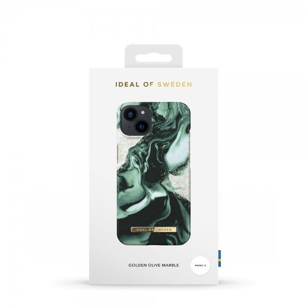Ideal of Sweden iPhone 13 Cover Fashion Case Golden Olive Marble