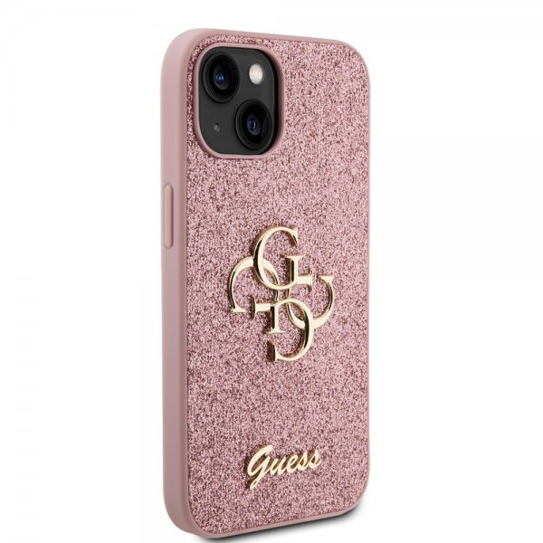 Guess iPhone 13 Cover Fixed Glitter Rosa