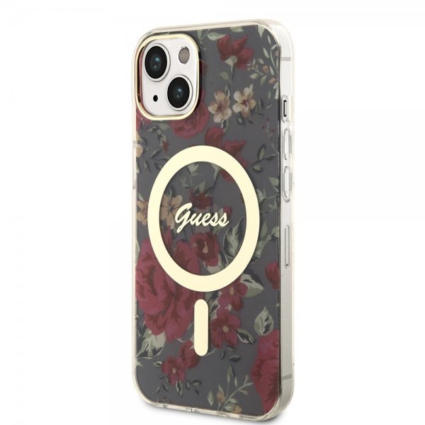 Guess iPhone 13 Cover Flower MagSafe Khaki