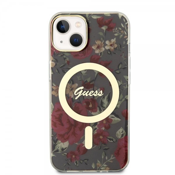 Guess iPhone 13 Cover Flower MagSafe Khaki