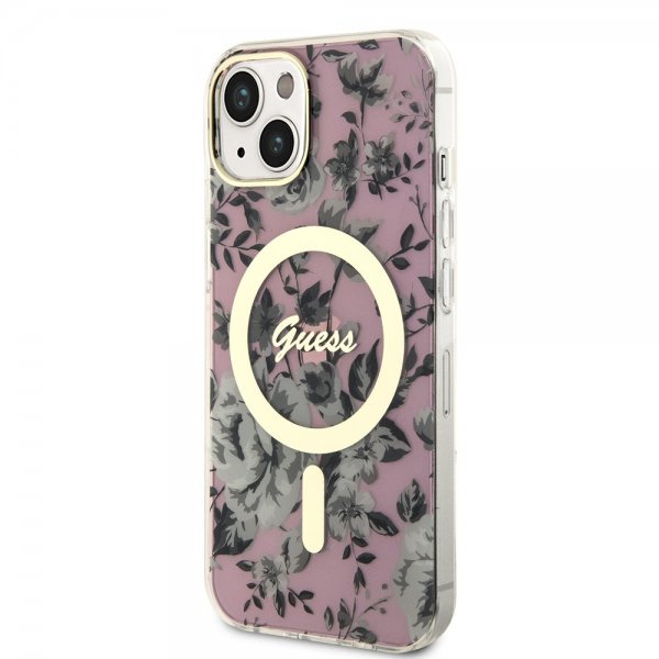 Guess iPhone 13 Cover Flower MagSafe Rosa