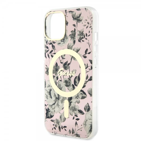 Guess iPhone 13 Cover Flower MagSafe Rosa