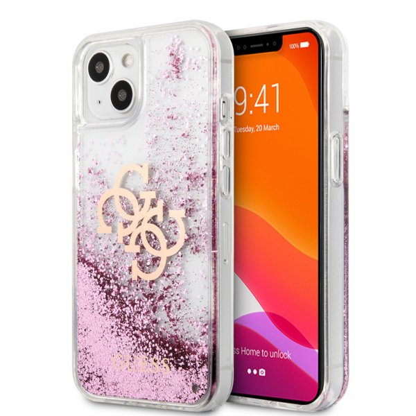 Guess iPhone 13 Cover Liquid Glitter Rosa