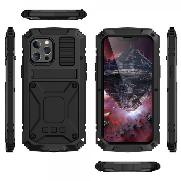 R-JUST iPhone 13 Cover Metal Stødsikkert Sort