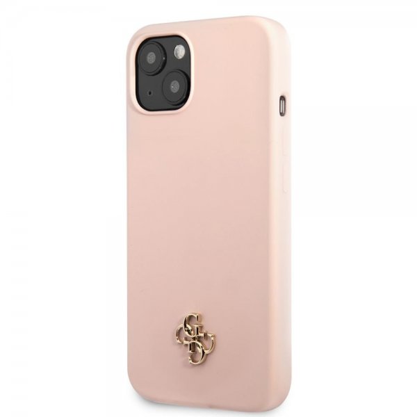 Guess iPhone 13 Cover Silikone Metal Logo 4G Light Pink