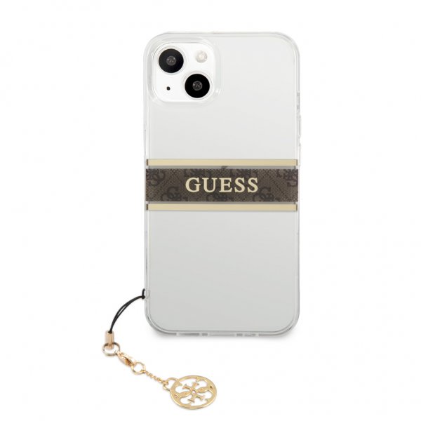 Guess iPhone 13 Cover Stripe Charm Brun