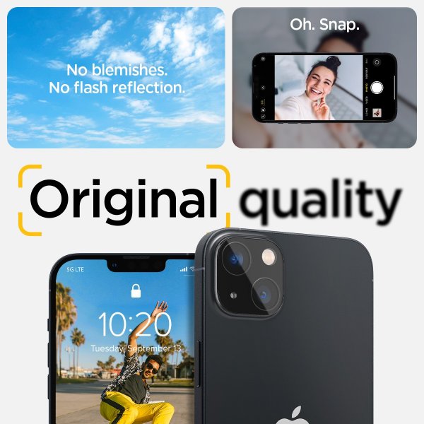 Spigen iPhone 14/iPhone 14 Plus Kamerabeskyttelse Glas.tR Optik 2-pak Sort