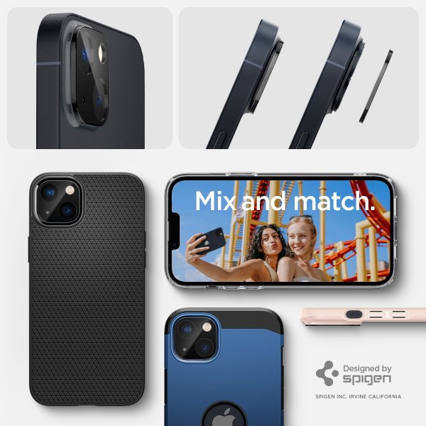 Spigen iPhone 14/iPhone 14 Plus Kamerabeskyttelse Glas.tR Optik 2-pak Sort