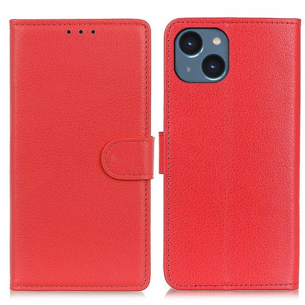 iPhone 14 Plus Cover Litchi Rød
