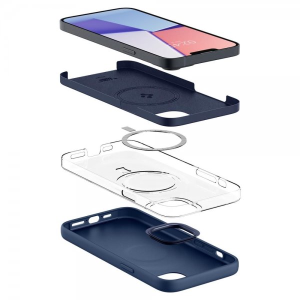 Spigen iPhone 14 Plus Cover Silicone Fit MagFit Navy Blue