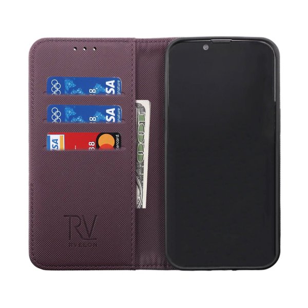 Rvelon iPhone 14 Cover Udklappeligt Kortrum Lilla