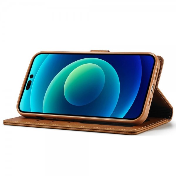 Lc.Imeeke iPhone 14 Plus Cover med Kortrum Stativfunktion Lysebrun