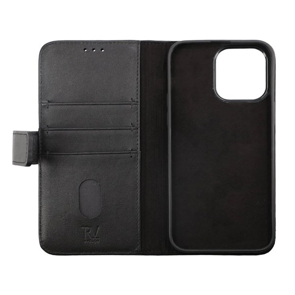 Rvelon iPhone 14 Plus Cover Ægte Læder Sort