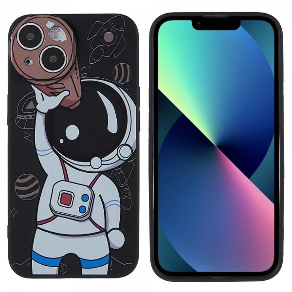 iPhone 14 Plus Cover Astronaut Sort Brun