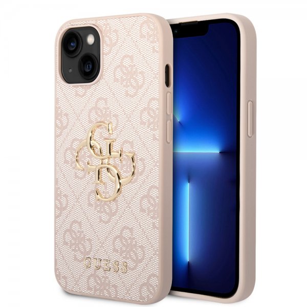 Guess iPhone 14 Plus Cover Big Metal Logo Rosa