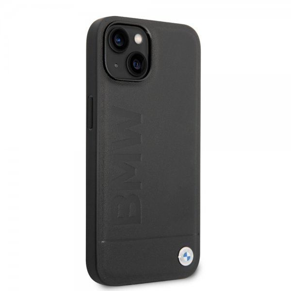 BMW iPhone 14 Plus Cover Hot Stamp Metal Logo Sort