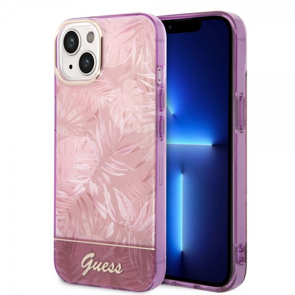 Guess iPhone 14 Plus Cover Jungle Pink