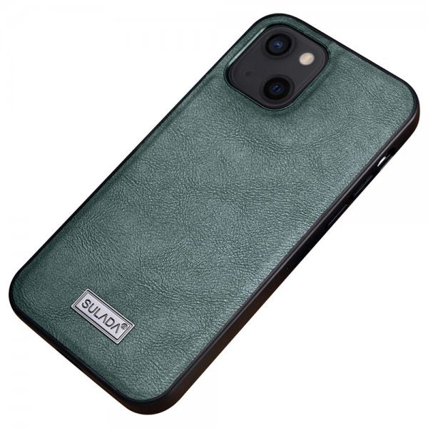 Sulada iPhone 14 Plus Cover Lædertekstur Grøn