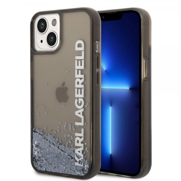 Karl Lagerfeld iPhone 14 Plus Cover Liquid Glitter Gennemsigtig Sort