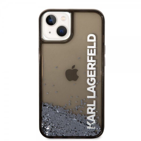 Karl Lagerfeld iPhone 14 Plus Cover Liquid Glitter Gennemsigtig Sort