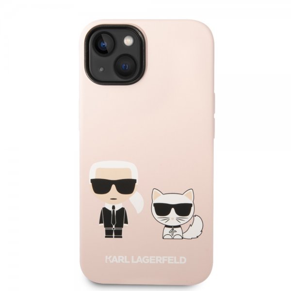 Karl Lagerfeld iPhone 14 Plus Cover Liquid Silicone Karl & Choupette Rosa