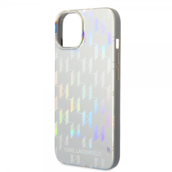 Karl Lagerfeld iPhone 14 Plus Cover Monogram Iridescent Silver