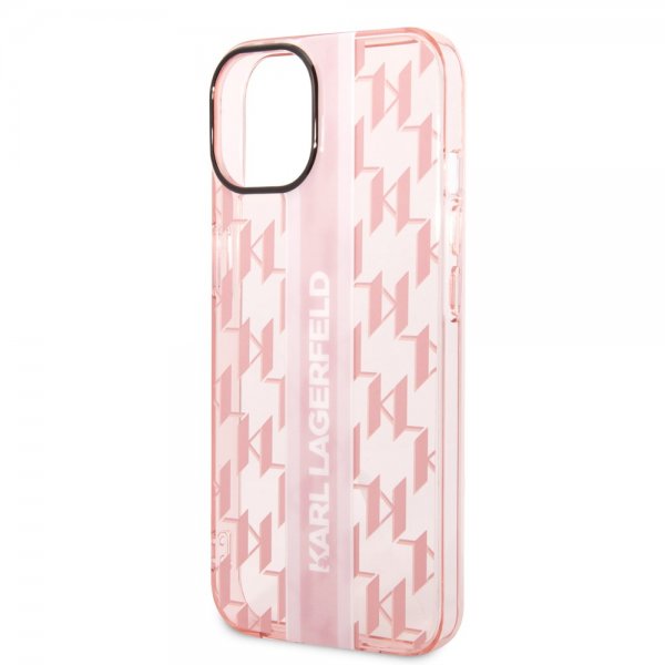 Karl Lagerfeld iPhone 14 Plus Cover Monogram Vertical Stripe Rosa