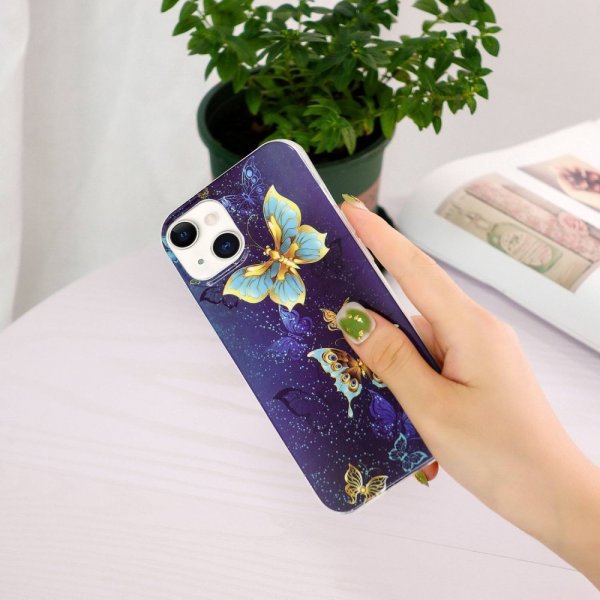 iPhone 14 Plus Cover Motiv Gyldne Sommerfugle