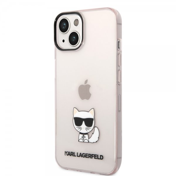 Karl Lagerfeld iPhone 14 Plus Cover Printed Choupette Transparent Rosa