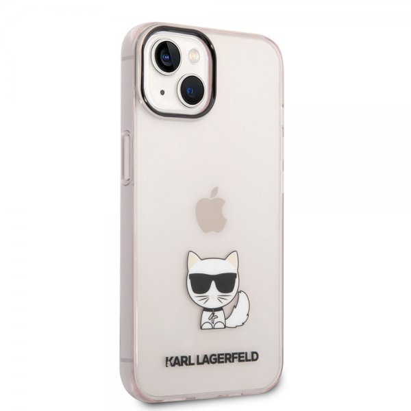 Karl Lagerfeld iPhone 14 Plus Cover Printed Choupette Transparent Rosa