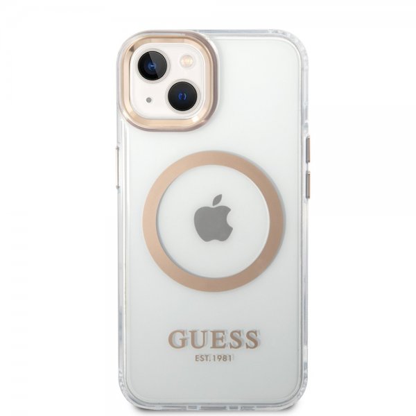 Guess iPhone 14 Plus Cover Transparent MagSafe Guld Transparent