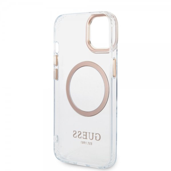Guess iPhone 14 Plus Cover Transparent MagSafe Guld Transparent