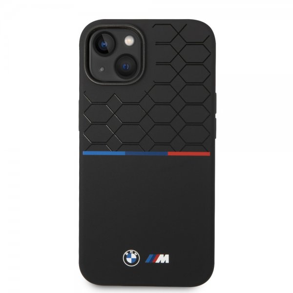 BMW iPhone 14 Plus Cover Tricolor Line & Logo Sort