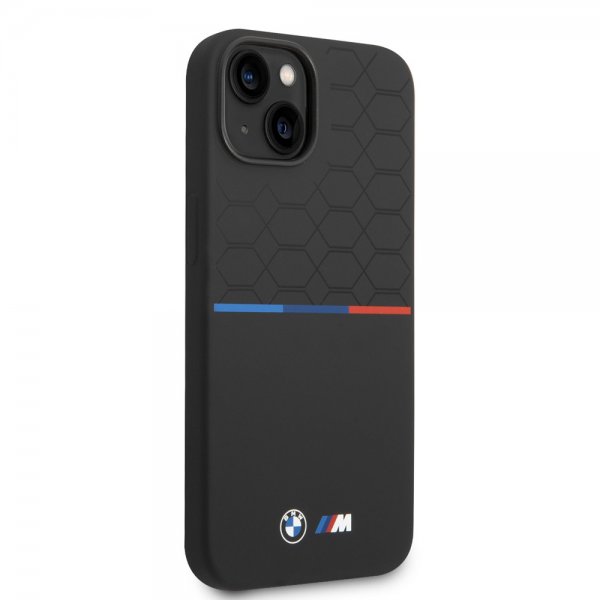 BMW iPhone 14 Plus Cover Tricolor Line & Logo Sort
