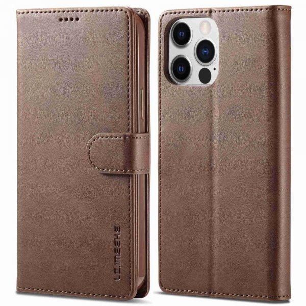 Lc.Imeeke iPhone 14 Pro Etui med Kortlomme Stativfunktion Mørkebrun