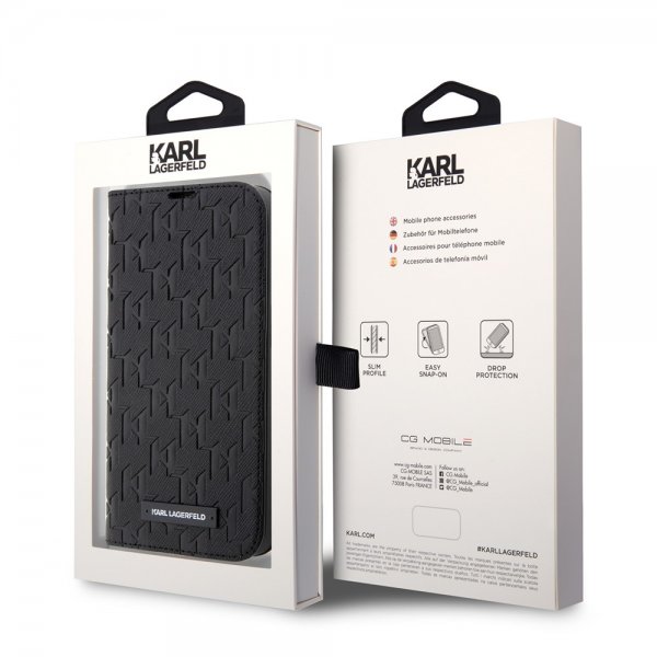 Karl Lagerfeld iPhone 14 Pro Cover Saffiano Monogram Sort