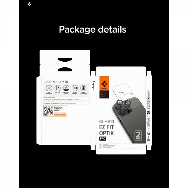 Spigen iPhone 14/15/16/17 Pro & Pro Max Kamerabeskyttelse GLAS.tR EZ Fit Optik Pro 2-pak Grå